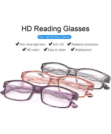 Shop 3 Pack Blue Light Blocking Reading Glasses for Men & Women | UV Protection Anti-Glare Eyewear +3.0 - Buy Online on GoSupps.com