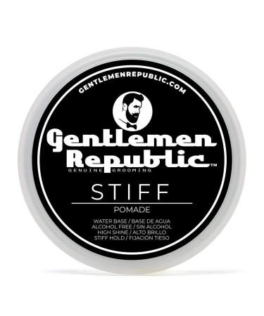 Gentlemen Republic 8oz Stiff Pomade - Lightweight All-Day Hold with High Shine Finish  Alcohol-Free and Paraben-Free Formula  Suitable for Thick Hair Fresh/Aqua 8 Ounce (Pack of 1)