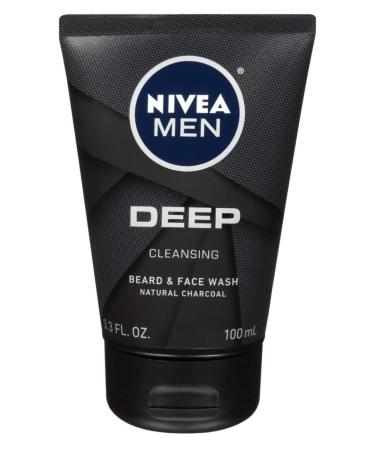 Nivea Men Deep Cleansing Beard And Face Wash 3.3 Ounce (100ml) (2 Pack)