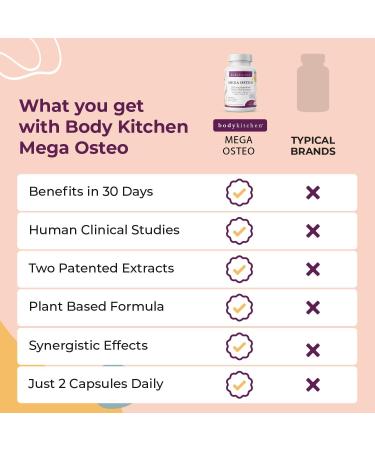 Body Kitchen Mega Osteo Vegan Bone & Joint Support Supplement with Bonolive K2VITAL MK-7 Vegan Vitamin D3 & Albion Calcium 60 Vegetable Capsules - Buy Online on GoSupps.com