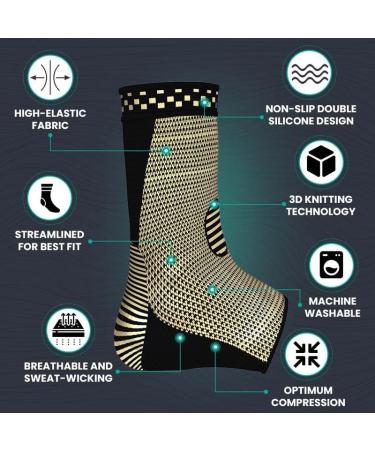 Modvel Foot & Ankle Brace Socks - Compression Sleeve for Sprained Ankle Support | Tendonitis & Arthritis Relief for Men & Women | Large T Copper - Buy Online on GoSupps.com
