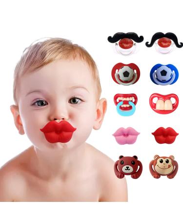 10 pieces baby pacifier funny lips baby pacifier soft silicone sweet pacifier design with kiss lip funny pacifier to shoot props Christmas Halloween party