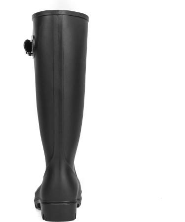 DKSUKO Women's Tall Waterproof Rubber Rain Boots - Size 9 Matte Black - Buy Online on GoSupps.com