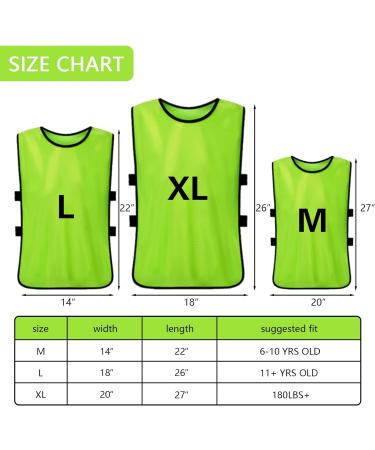 Brooman Scrimmage Training Vest 12 & 24 Pack - Soccer Practice Pinnies for Kids, Youth, and Adults in Lime - Large Size - Buy Online on GoSupps.com