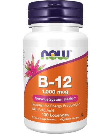 Now B-12 1000mcg+Folic Acid 100mcg 100chews Unflavored 100 count (Pack of 1)
