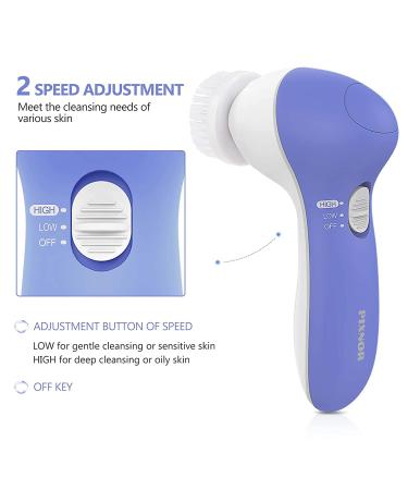 Waterproof Facial Cleansing Brush with 8 Brush Heads for Deep Cleansing - Gentle Exfoliation - Blackhead Removal - Skin Care | 2021 Upgraded Version - Blue - Buy Online on GoSupps.com