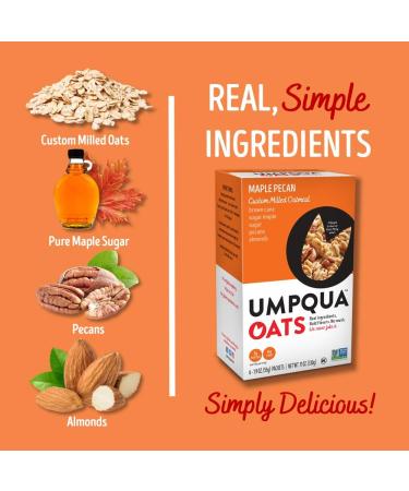Umpqua Oats Maple Pecan â€“ All Natural Premium Oatmeal Packets (12 Pack, Non-GMO) - Buy Online on GoSupps.com