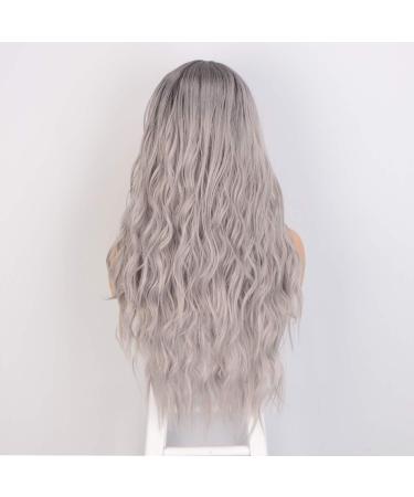 ColorfulPanda Ombre Grey Long Wavy Curly Wig for Women - Dark Roots Black - Cosplay & Daily Wear - Buy Online on GoSupps.com