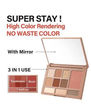 10 in 1 Color Eyeshadow Palette - Matte Shimmer & Glitter - Neutral Nudes & Pink Makeup with Mirror - 01 Coffee - Buy Online on GoSupps.com