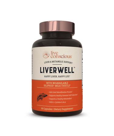 LiverWell Liver Cleanse, Rejuvenation, Metabolic Support - Highly Bioavailable Patented Milk Thistle Extract + L-Cysteine + Alpha Lipoic Acid + Zinc + Selenium - 60 Capsules