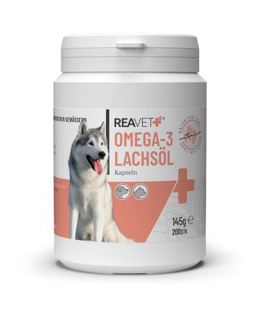 Reavet salmon oil capsules dog 200 pieces omega 3 oil dog i salmon oil capsules dogs i high -dose fish oil dog in food quality 200 pcs