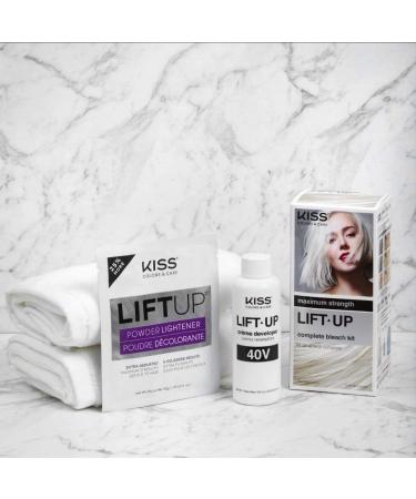 KISS Lift Up Complete Hair Bleach Kit with Plex Serum - Maximum Strength for Dark Hair - DIY 6-Pc Set - Buy Online on GoSupps.com