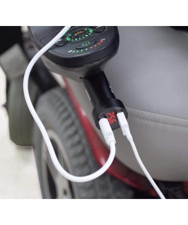 AlveyTech XLR Dual Port USB Charging Adapter with Digital Voltage Meter - Fast Charge for Power Chairs, Mobility Scooters, Electric Wheelchairs, E-Bikes - Charger Adaptor Accessories - Buy Online on GoSupps.com