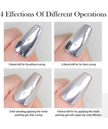 Metallic Painting Gel - Silver Metal Painted Gel Nail Polish - 3D Metal Painting Gel Drawing Mirror Silver UV Painting Gel - Glossy DIY Nail Art for Women Girls - Buy Online on GoSupps.com