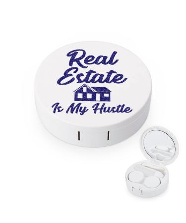 Real Estate Is My Hustle Round Case For Contact Lens Kit Storage Box with Mirror Printed