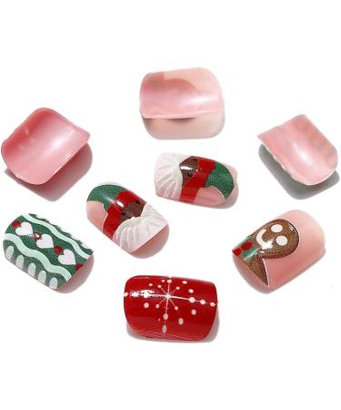 Brishow Christmas False Nails - Snow Press on Nails | Christmas Tree Stick on Nails | Antler Short Red Fake Nails - 24pcs for Women and Girls - Buy Online on GoSupps.com