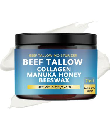 ANEFOSE Beef Tallow Collagen Manuka Honey Beeswax Grass-fed Tallow and Manuka Honey Cream 7 in 1 Natural Beef Tallow Moisturizer for Skin Face Body (1)