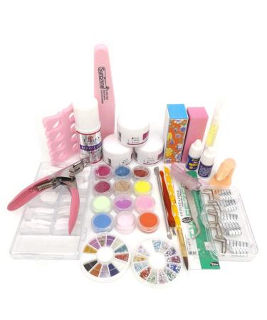 Acrylic Powers kit acrylic powder and acrylic liquid set 12PCs glitter powders professional diy nail art brush nail tips acrylic decorations kit