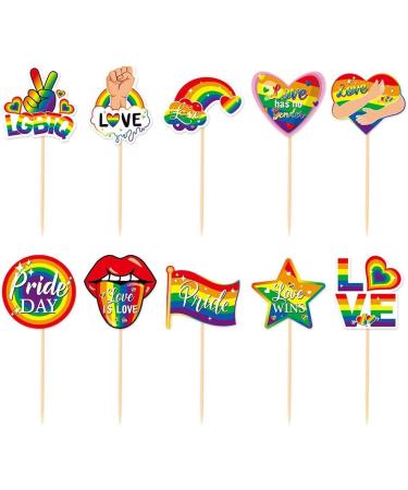 GORWERY 20pcs Gay Pride Cupcake Toppers Love is Love Cupcake Picks for Pride Month LGBTQ Gay Rainbow Pride Day Party Appetizers Dessert Cake Decorations - Buy Online on GoSupps.com