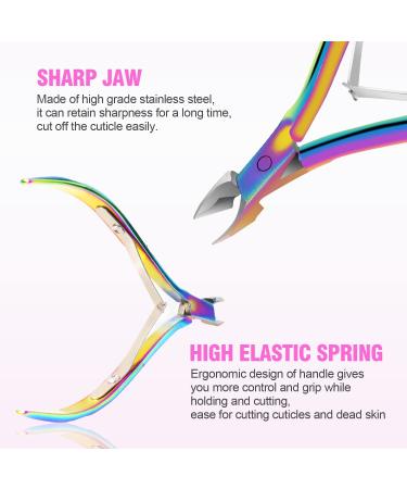 Acrylic Nail Clipper 5 in 1 Kit with Glass Nail File - Professional Manicure Pedicure Tools for Finger Toe Nails - Rainbow - Buy Online on GoSupps.com