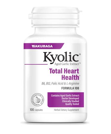 Kyolic Aged Garlic Extract Formula 108  Total Heart Health  100 Capsules Formula 108 Capsules 100 Count (Pack of 1)