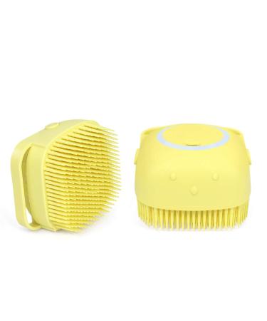 Silicone bathroom brush massage brush shampoo dispenser soft shower brush physical cockroach peeling cleaning tool for children/pets/women/men yellow