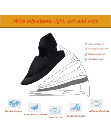 Unisex Open Toe Diabetic Shoes | Adjustable Arthritis Edema Slippers for Swollen Feet | Medical Cast Shoes for Plantar Fasciitis & Bunions | Black Size 11 - Buy Online on GoSupps.com