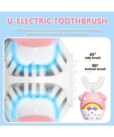 Tasselily Kids Electric Toothbrush - Ultrasonic 360 Cleaning, 5 Modes, IPX7 Waterproof, Smart Reminder - Pink Rainbow Design | Ages 2-6 - Buy Online on GoSupps.com