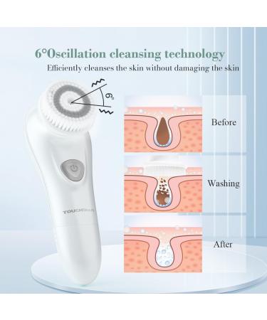 Touch Beauty Facial Brush for Men - Advanced Skin Scrubber with 6-Degree Oscillating Vibration Technology TB-1487 (White) - Premium Skincare Device - Buy Online on GoSupps.com
