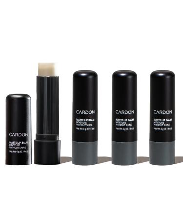 Cardon Lip Balm for Men - Matte Finish Anti-Shine - Deeply Hydrating Lip Moisturizer for Dry Chapped Lips that Smooth and Soothes with Korean Formulation - 4 Pack