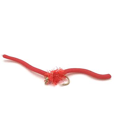 Feeder Creek Squirmy Wormy, 12 Fly Fishing Lures with Bead Head, Size 12, Ideal for Trout, Bass, Steelhead, Salmon and Other Freshwater Fish Red