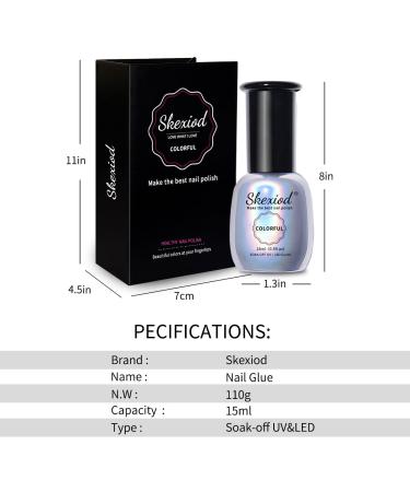 Skexiod 15ml Nail Glue Gel for Nail Tips and Acrylic Nails - Professional Strengthener for False Nails and Rhinestones - UV/LED Lamp Required - Buy Online on GoSupps.com