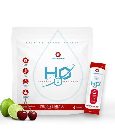 Cellutrex H2O Electrolytes Electrolyte Powder Drink Mix Zero Sugar Natural Salt Hydration Packets for Recovery and Wellness Cherry Limeade 20 Sticks