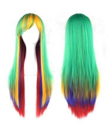 LFMDJF Red mix Black Women Hair Long Straight Wigs Synthetic Hair None Lace Wig 28inches T27/30/4 T4/27/30