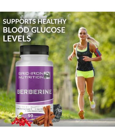 Grid-Iron Nutrition Berberine HCL 500mg - 90 Capsules with Chromium Cinnamon - (Pack of 1) | Premium Blood Sugar Support - Buy Online on GoSupps.com