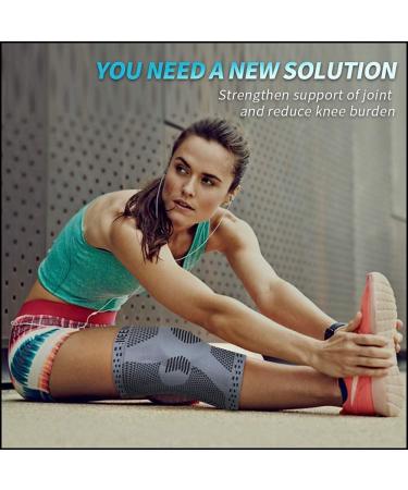 NEENCA Professional Knee Brace Knee Compression Sleeve Support for Men Women with Patella Gel Pads & Side Stabilizers Medical Grade Knee Pads for Running Meniscus Tear ACL Arthritis Joint Pain Relief M Grey - Buy Online on GoSupps.com