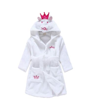 Baby Boys & Girls Unisex Bathrobe 0-24 Months Soft Plush Flannel Fleece Hooded Bathrobe Plush Animal Face Bathrobe for Babies Toddlers Newborn 6-12 Months White Mouse