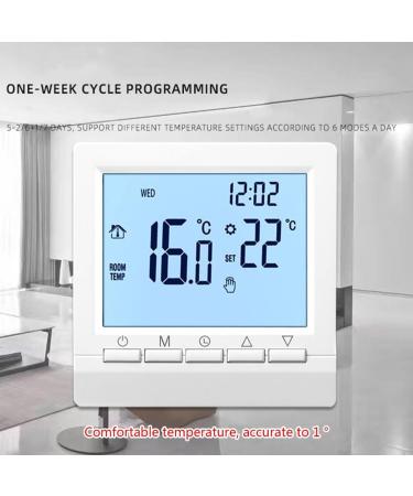 MOMOJIA Programmable Thermostat - Electric Heating Floor Temperature Controller for Water/Gas Boiler with White/Blue Backlit Display - Buy Online on GoSupps.com