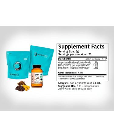 DR WAKDE S Trikatu Churna Powder - 1Kg (2.2lb) | Mixture of 3 Dried Spices | Ginger Black Pepper & Long Pepper | Plant-Based | Vegan | All Natural - Buy Online on GoSupps.com