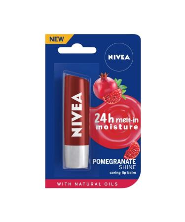 NIVEA Lip Balm Pomegranate Shine 4.8g Pomegranate 1 Count (Pack of 1)