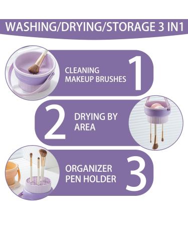 Gunyoo Makeup Brush Cleaner Mat & Bowl 3-in-1 | Air Dry Storage Tool | Violet Cosmetics Organizer - Buy Online on GoSupps.com