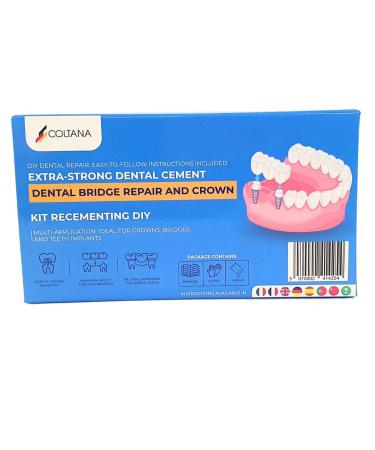 Coltana dental cement for crowns bridges & prostheses - adhesive cream extra strong & permanently self -curing - dental adhesive & prosthesis adhesive for dentures & tooth crowns - tooth repair set with glue permanently