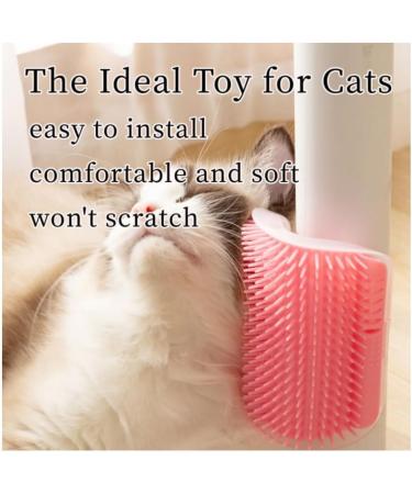 Bobozhong Cat Brush Set - 2 Large Self-Grooming Brushes for Cats | Wall Corner Cat Groomer with Catnip & Screws - Pink & Red - Buy Online on GoSupps.com