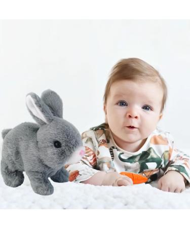 Woeau Rabbit Toy for Kids - Grey Plush Stuffed Bunny with Carrot, Sounds & Movements - Electronic Walking and Talking Pet - Buy Online on GoSupps.com