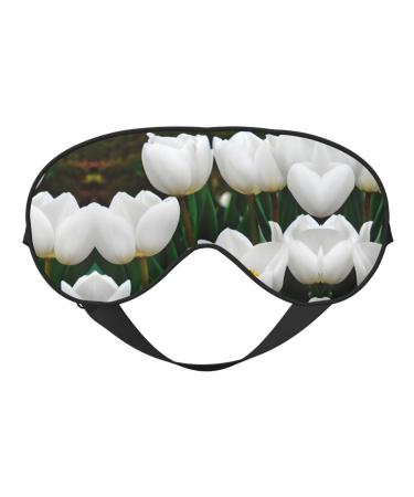 White Tulips Flower Comfortable Soft Eye Mask an Exquisite Sleep Aid Crafted for Deep Sleep Yoga Travel and Meditation White Tulips Flower 1 Count (Pack of 1)