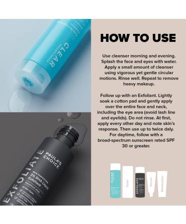 Paula's Choice Cleanse + Clear - CLEAR Cleanser & 2% BHA Exfoliant - Removes Pore Clogging Impurities & Blackheads Fights Breakouts Softens Skin - with Salicylic Acid - Combination to Oily Skin - Buy Online on GoSupps.com