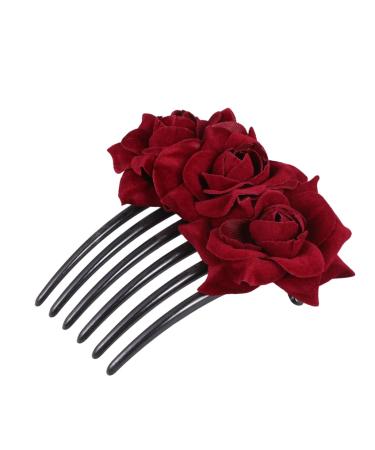 MAGICLULU 1pc Rose Hair Accessories Rose Flower Comb Floral Comb Floral Hair Comb Rose Hair Comb