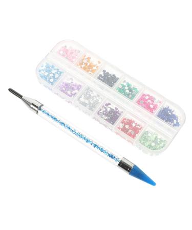 minkissy 1 Set Rhinestone Picker Dotting Pen Flatback Colorful Rhinestones Nail Rhinestone Kit Blue Rhinestones Round Nail Rhinestones Crystals Beads Blue Outfit Jewelry Kits Gem Charm 16x1cm Blue