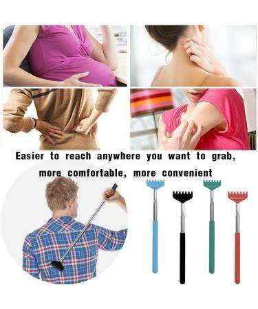 Buy LZKHEH 4X Stainless Steel Telescopic Back Scratcher - Portable Rubber Handle Itching Massage Tool for Head & Back Relief - Buy Online on GoSupps.com