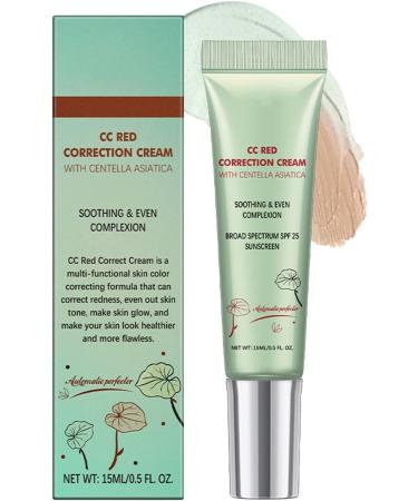 CC Cream With Centella Asiatica – Color Concealer, CC Red Correct To La Asiatica - Tinted Moisturizer And Redness With SPF 25, Perfector And Concealer Covering Blemishes Cream